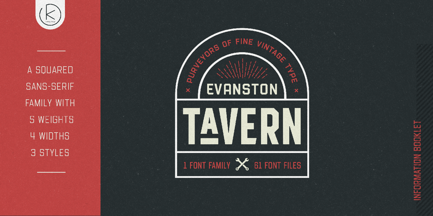 Ejemplo de fuente Evanston Tavern 1858 Light Stencil